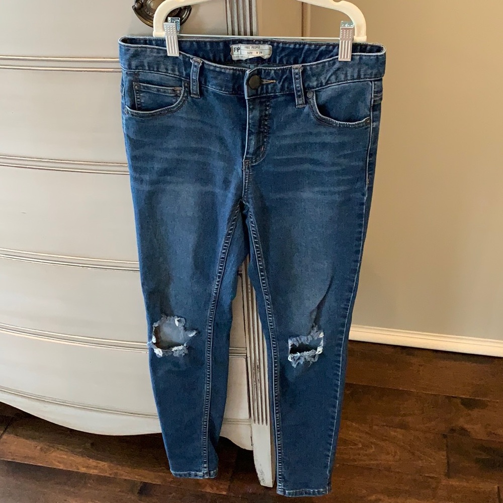 Free People Destroyed Skinny Jeans